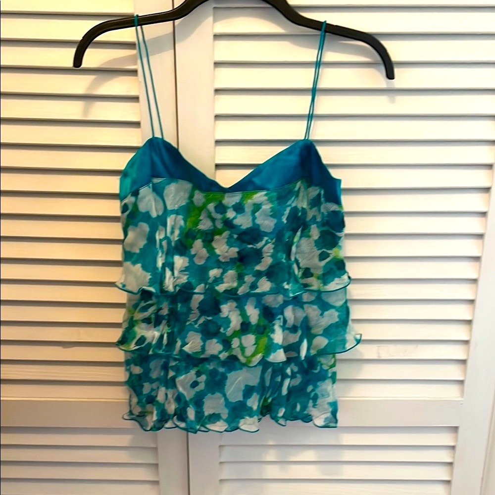 Diane Von Furstenberg Blue Ruffled Spaghetti Strap Camisole